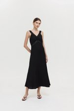PAULINA LACE TRIM MAXI LINEN DRESS