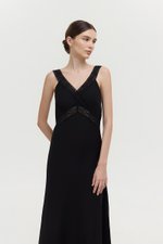 PAULINA LACE TRIM MAXI LINEN DRESS