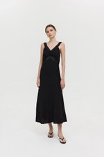 PAULINA LACE TRIM MAXI LINEN DRESS