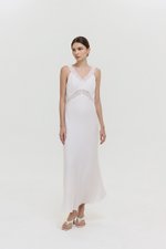 PAULINA LACE TRIM MAXI LINEN DRESS