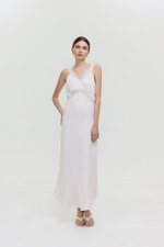 PAULINA LACE TRIM MAXI LINEN DRESS