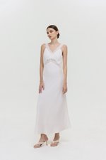 PAULINA LACE TRIM MAXI LINEN DRESS