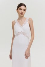 PAULINA LACE TRIM MAXI LINEN DRESS
