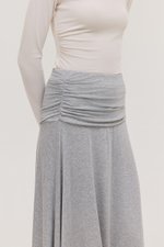 LORAH RUCHE WAIST MIDI SKIRT