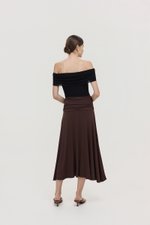 LORAH RUCHE WAIST MIDI SKIRT