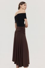 LORAH RUCHE WAIST MIDI SKIRT