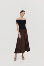 LORAH RUCHE WAIST MIDI SKIRT