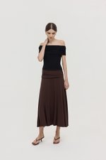 LORAH RUCHE WAIST MIDI SKIRT