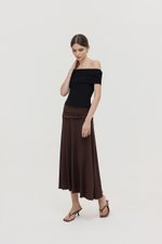 LORAH RUCHE WAIST MIDI SKIRT