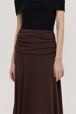 LORAH RUCHE WAIST MIDI SKIRT