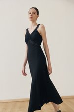 PAULINA LACE TRIM MAXI LINEN DRESS