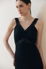 PAULINA LACE TRIM MAXI LINEN DRESS