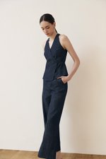 CAMILA WRAP LINEN DENIM TOP