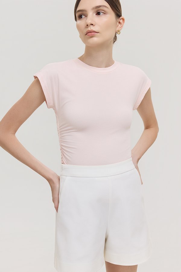 EDDIE CAP SLEEVE RUCHED TEE