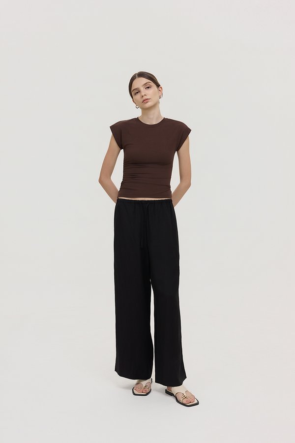 DIONNE DRAWSTRING WIDE LEG LINEN PANTS