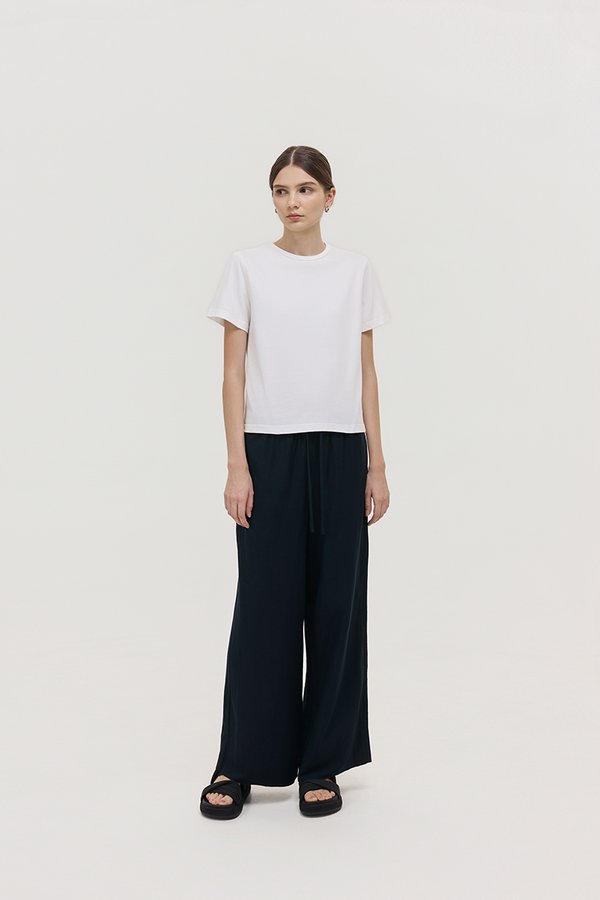 DIONNE DRAWSTRING WIDE LEG LINEN PANTS