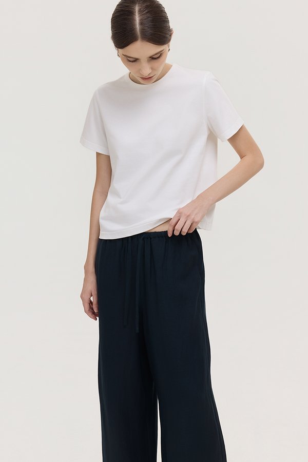 DIONNE DRAWSTRING WIDE LEG LINEN PANTS