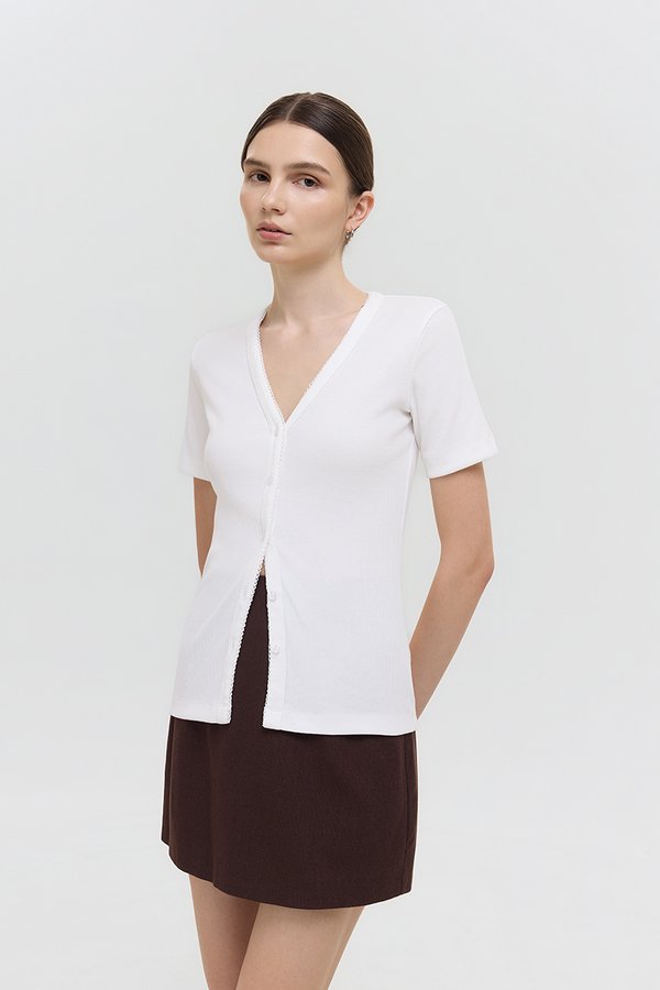 BAYLIN BUTTONDOWN LACE TRIM TEE