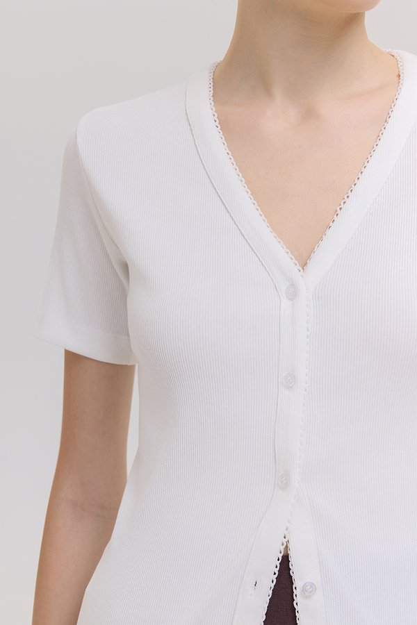 BAYLIN BUTTONDOWN LACE TRIM TEE
