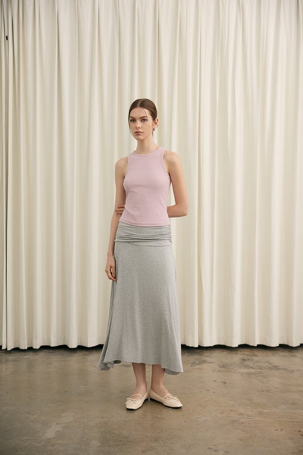 LORAH RUCHE WAIST MIDI SKIRT