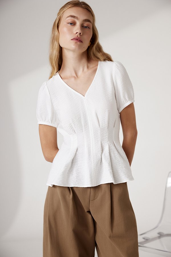 MIKAELA PIN TUCK BUTTONDOWN TOP
