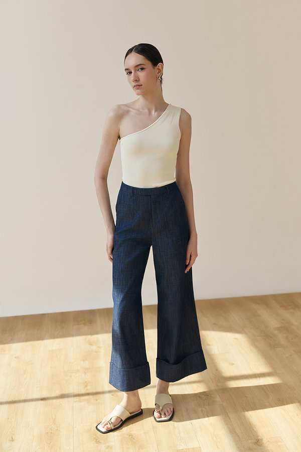 CAMRY CUFFED LINEN DENIM PANTS