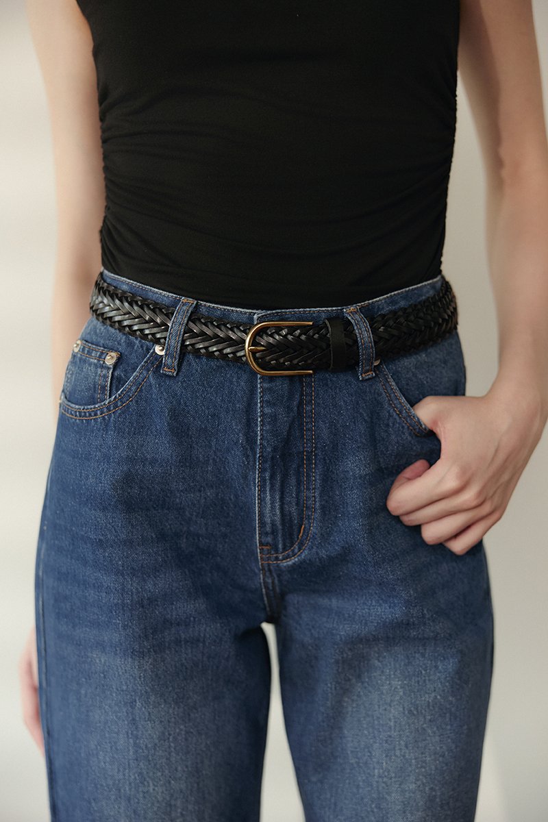 SANCIA WOVEN BRAID LEATHER BELT
