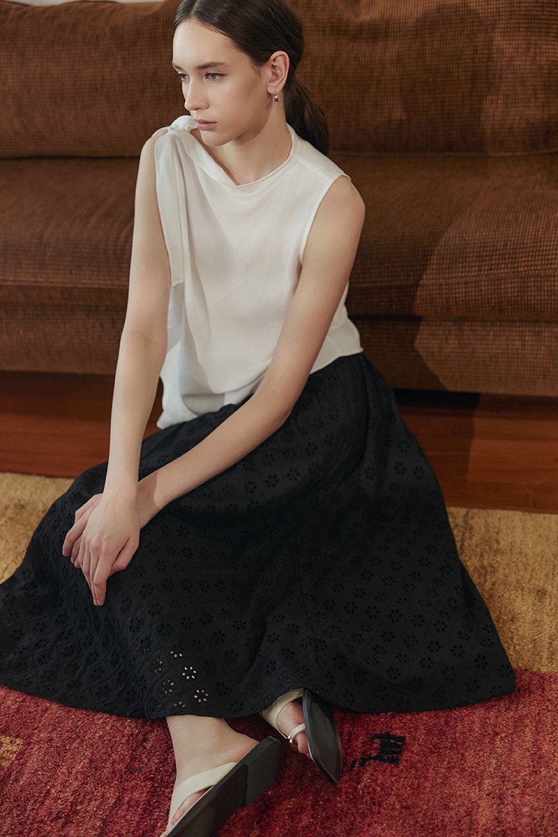 REISS EMBROIDERD FLARE MAXI SKIRT