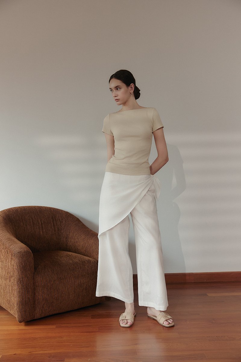 JASSIE DETACHABLE SCARF LINEN PANTS