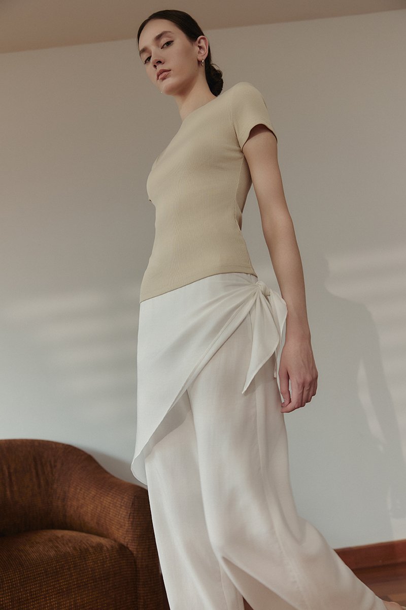 JASSIE DETACHABLE SCARF LINEN PANTS