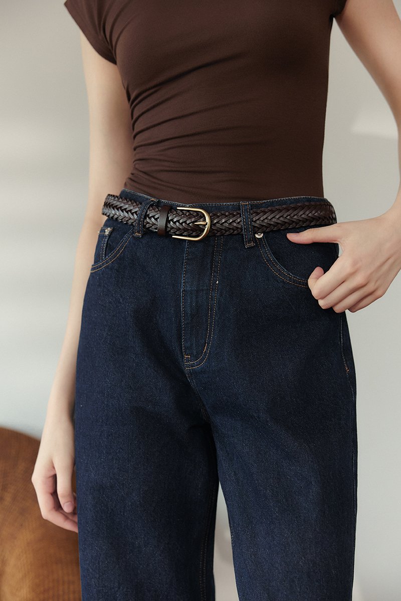 SANCIA WOVEN BRAID LEATHER BELT