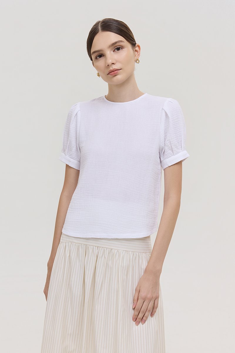 ELISABETTA COTTON PUFF SLEEVE TOP
