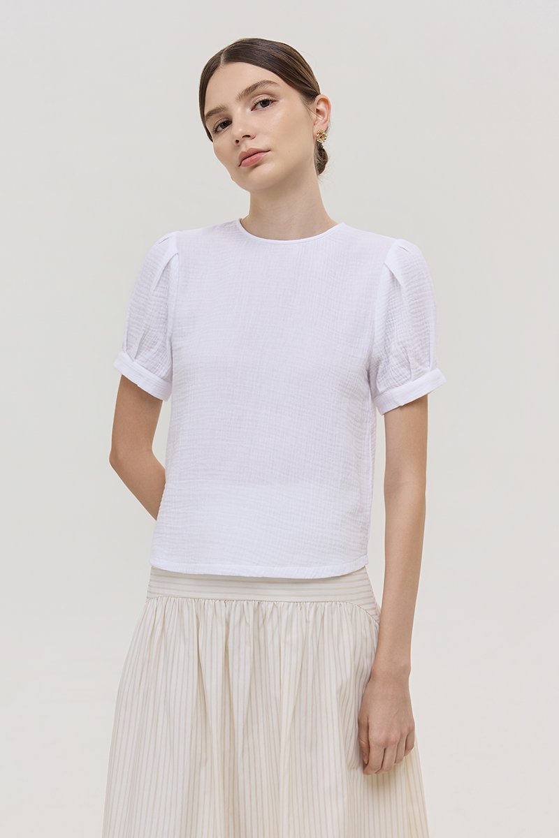 ELISABETTA COTTON PUFF SLEEVE TOP