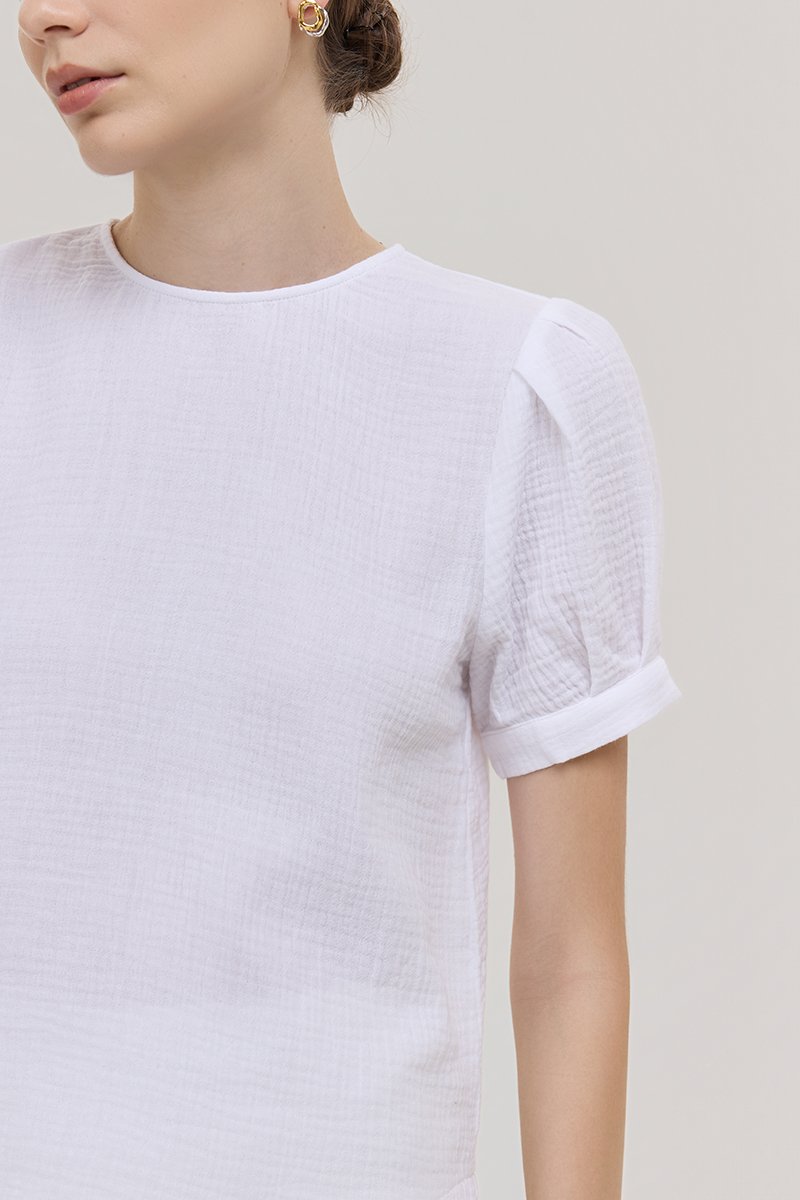 ELISABETTA COTTON PUFF SLEEVE TOP