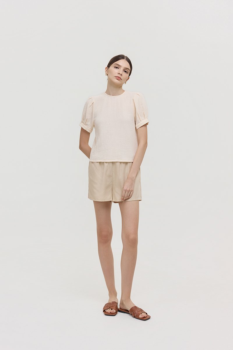 ELISABETTA COTTON PUFF SLEEVE TOP