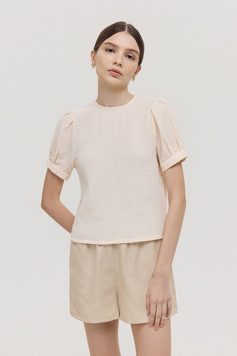 ELISABETTA COTTON PUFF SLEEVE TOP