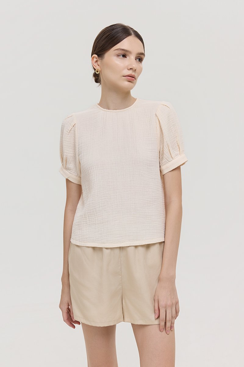ELISABETTA COTTON PUFF SLEEVE TOP