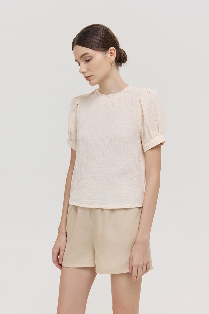 ELISABETTA COTTON PUFF SLEEVE TOP