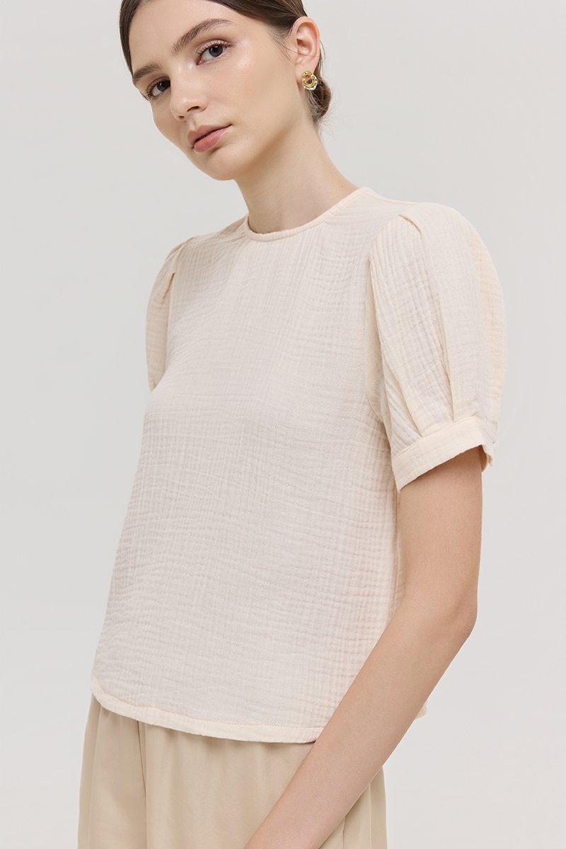 ELISABETTA COTTON PUFF SLEEVE TOP