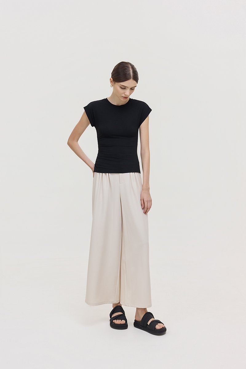 EDDIE CAP SLEEVE RUCHED TEE