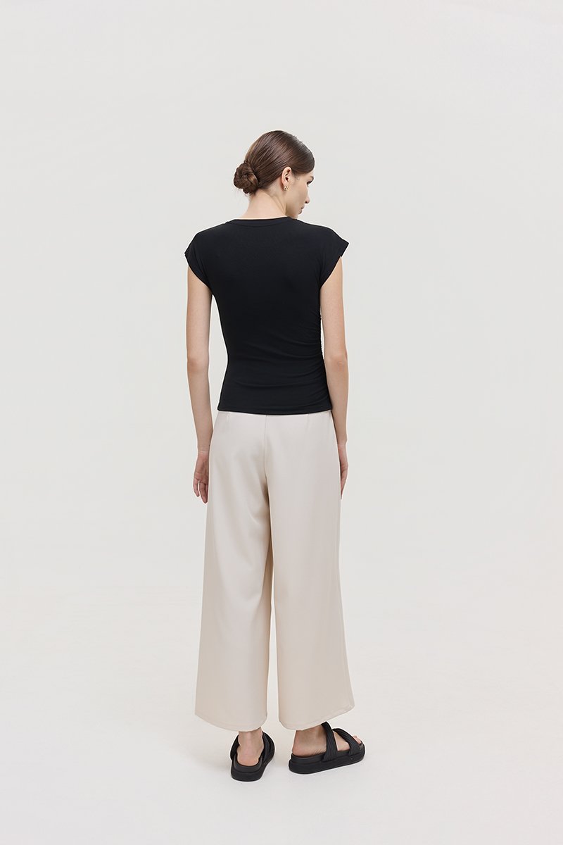 EDDIE CAP SLEEVE RUCHED TEE