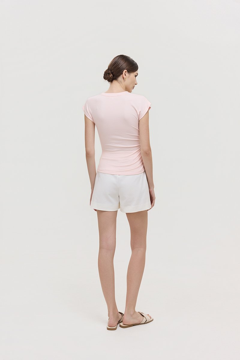 EDDIE CAP SLEEVE RUCHED TEE