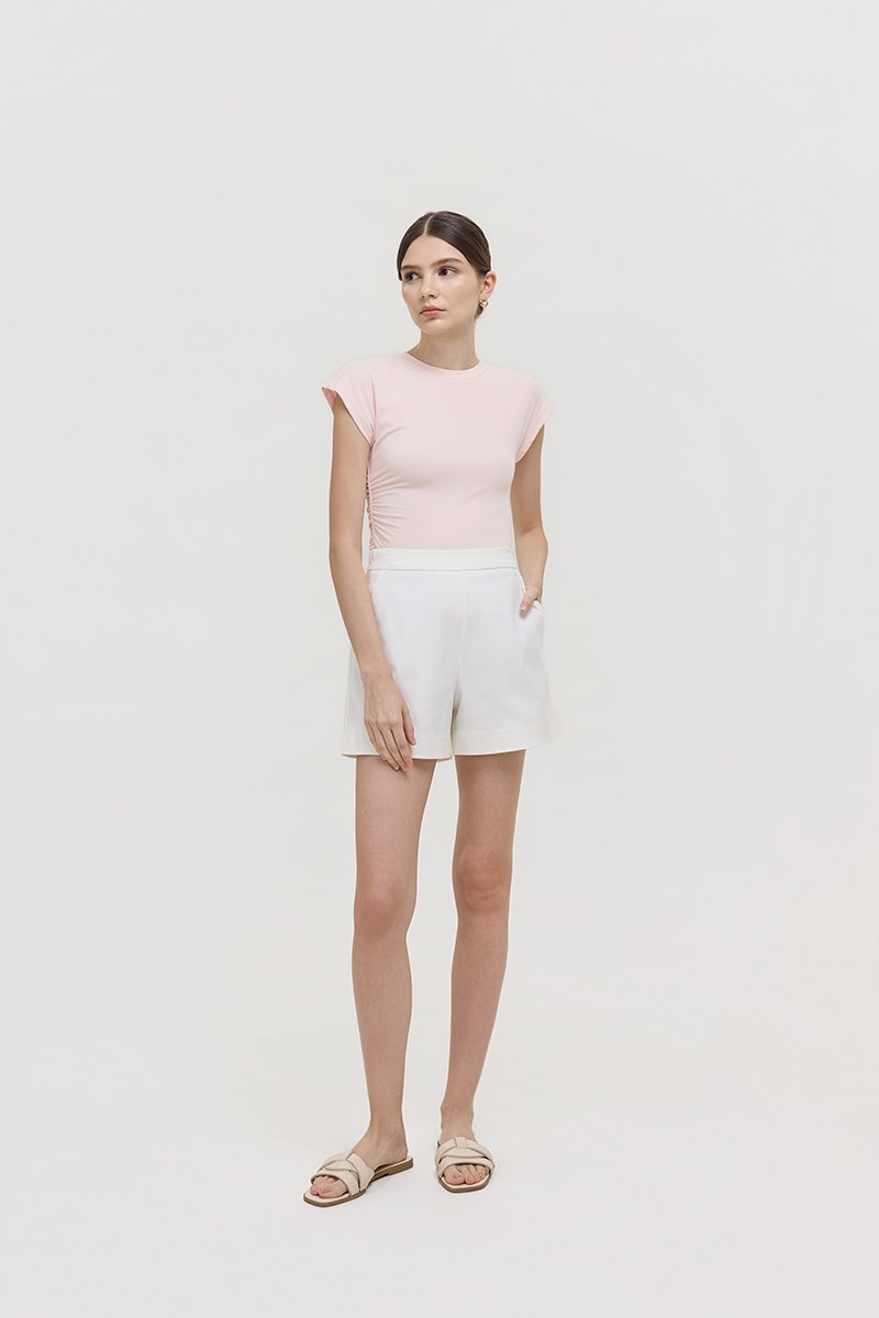 EDDIE CAP SLEEVE RUCHED TEE