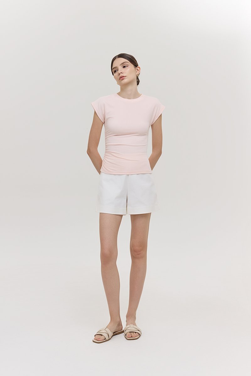 EDDIE CAP SLEEVE RUCHED TEE
