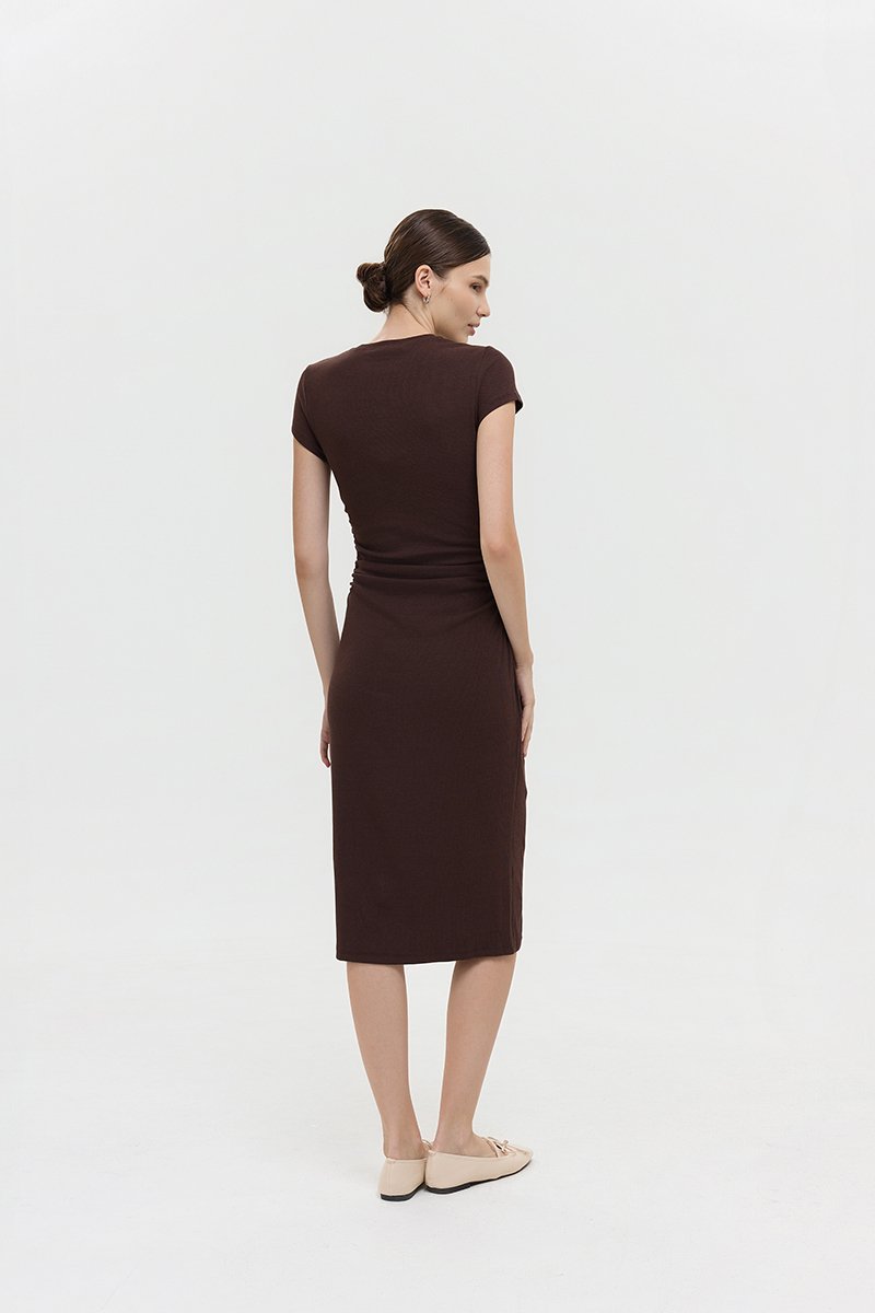 LAINA RUCHED WAIST MIDI DRESS