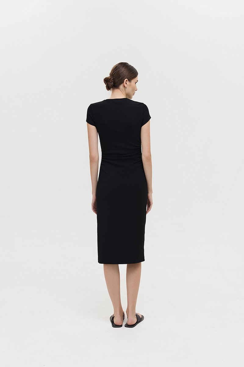 LAINA RUCHED WAIST MIDI DRESS