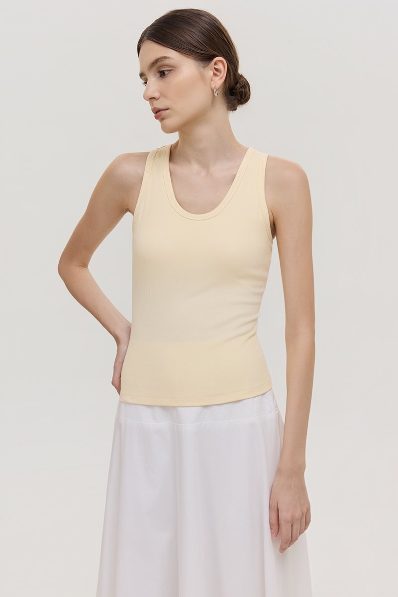 OLINA PADDED SCOOP NECK TANK TOP