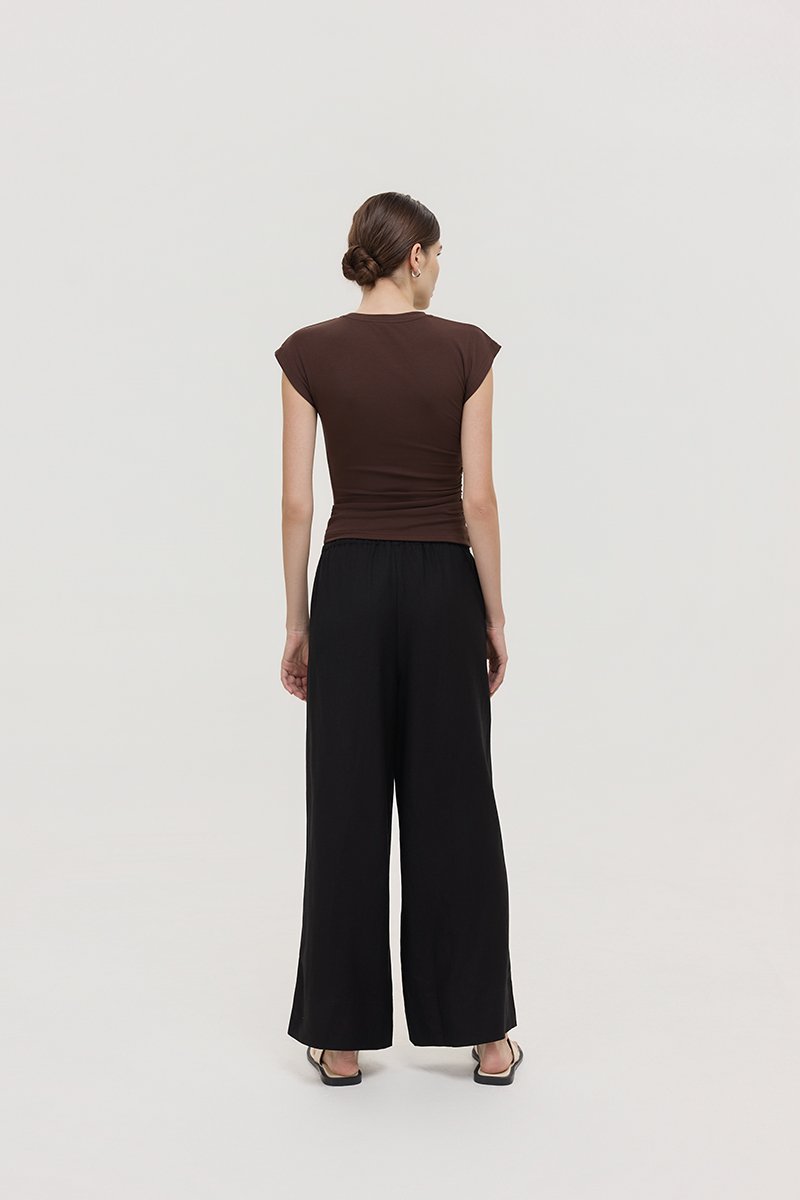 DIONNE DRAWSTRING WIDE LEG LINEN PANTS