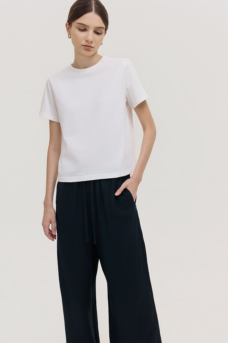 DIONNE DRAWSTRING WIDE LEG LINEN PANTS