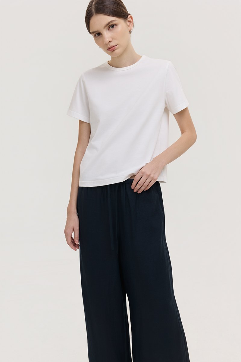 DIONNE DRAWSTRING WIDE LEG LINEN PANTS